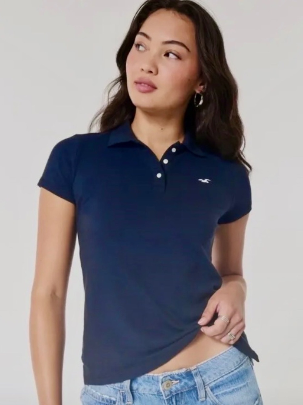 Women's Navy Hollister polo shirt, size S